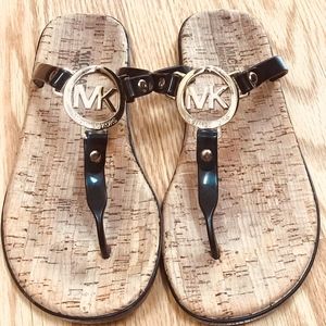 Michael Kors cork Black PVC Jelly sandals